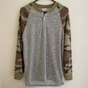 LuLaRoe Mark Henley Camouflage Shirt